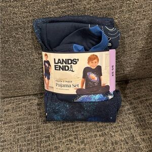 NWT Lands' End Youth Galaxy Print Pajama 3 Piece Set